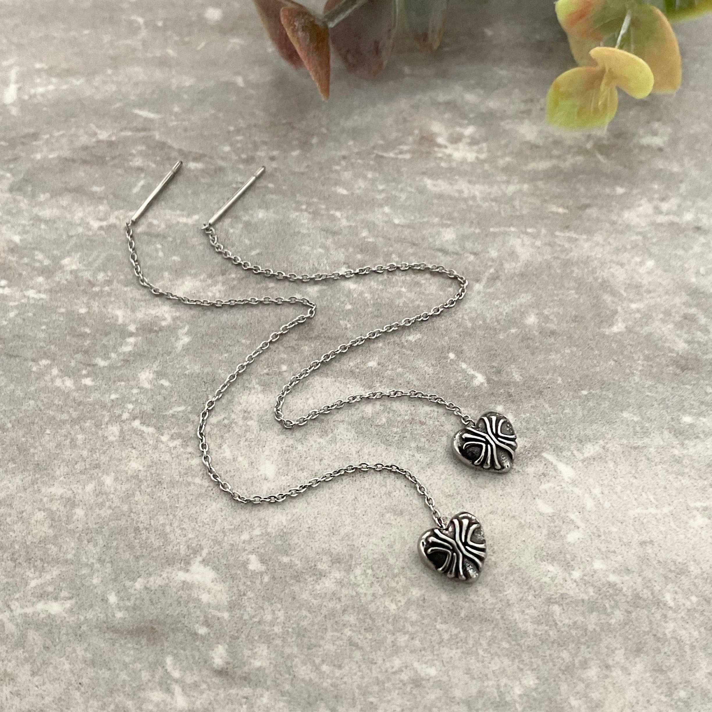 THREADER HEART EARRINGS