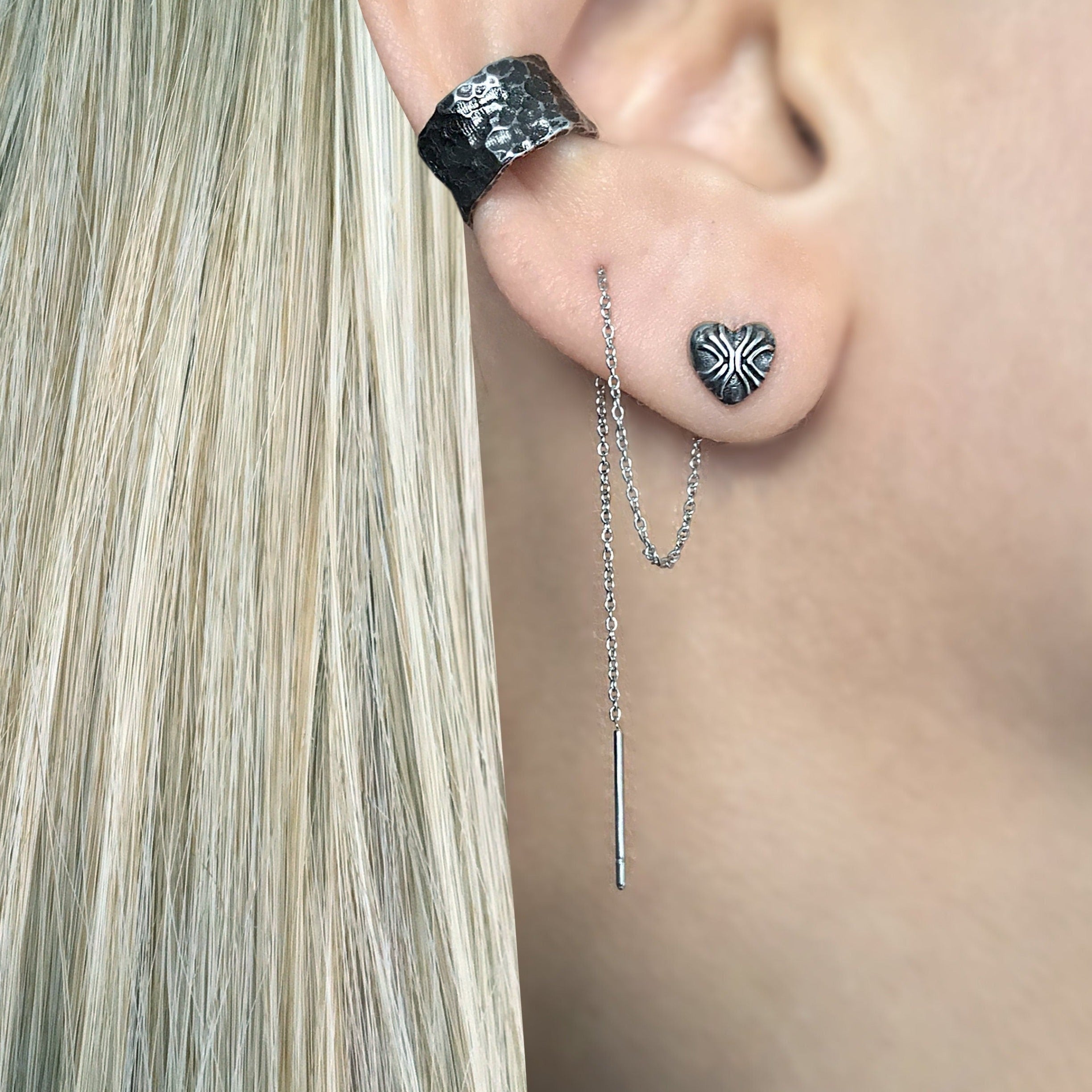 THREADER HEART EARRINGS