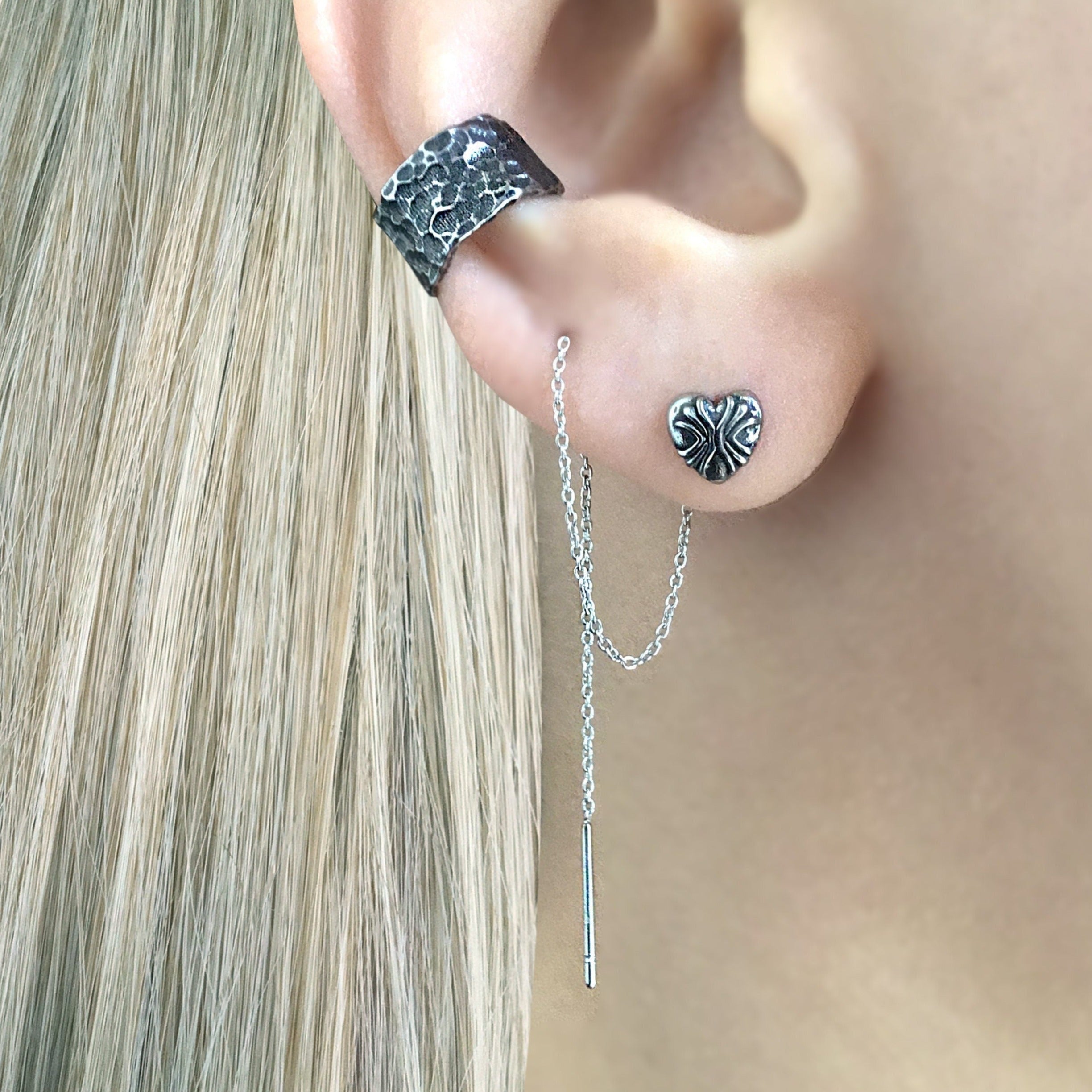 THREADER HEART EARRINGS