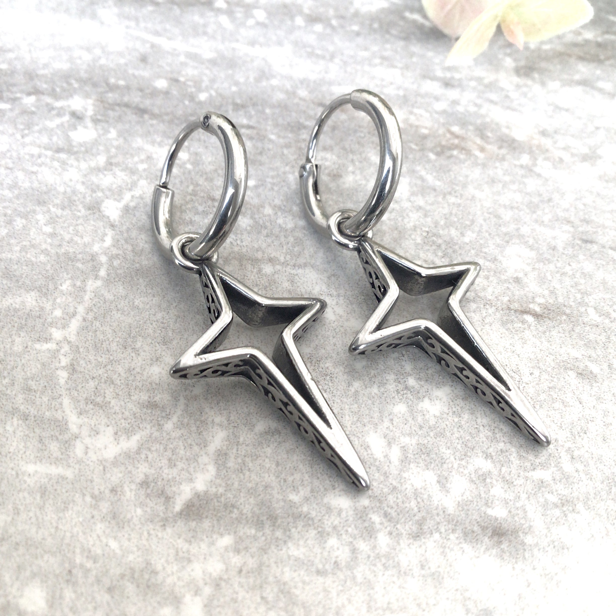 STAR HOOP EARRINGS WITH CELTIC DESIGN