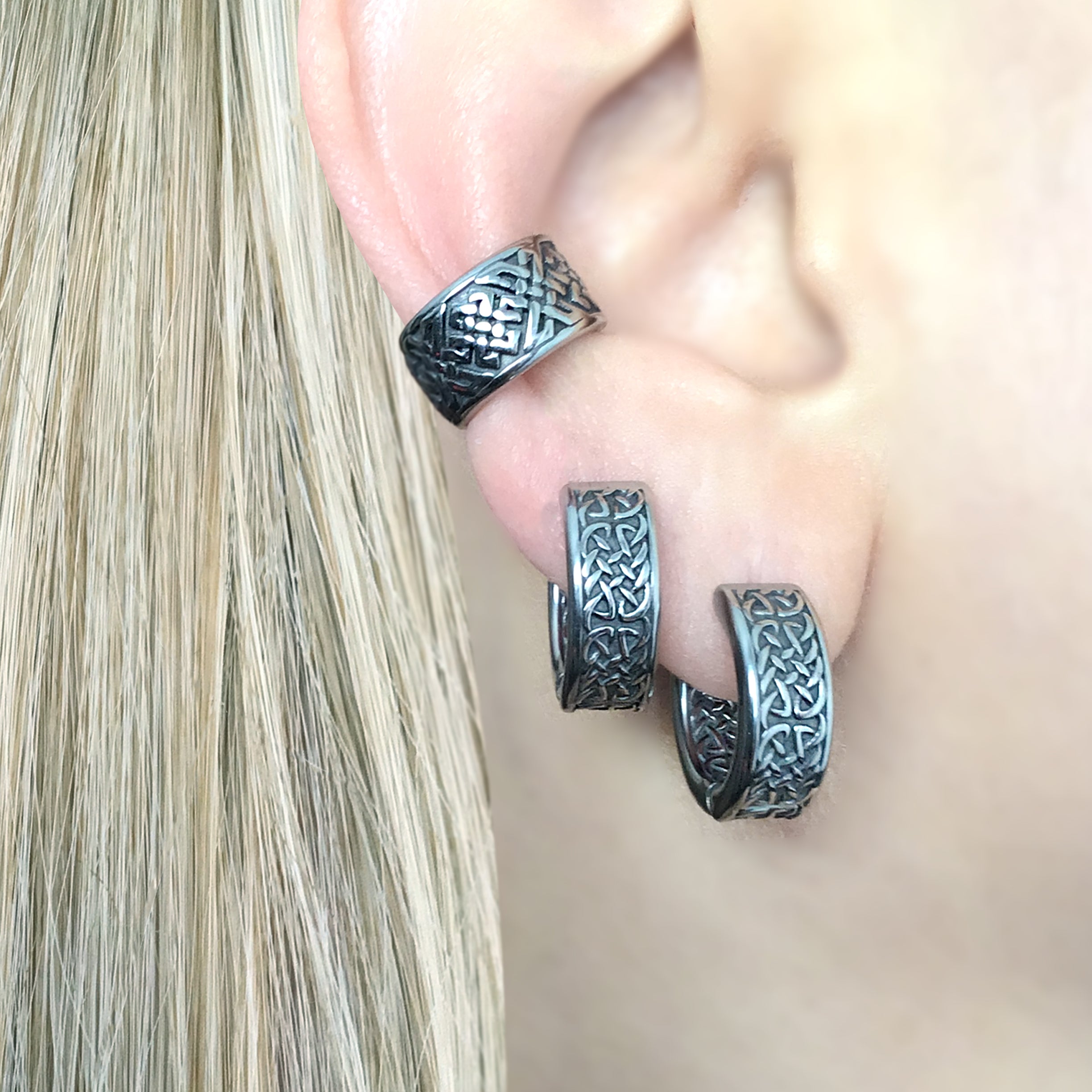 CELTIC DOUBLE BRAID HOOP EARRINGS