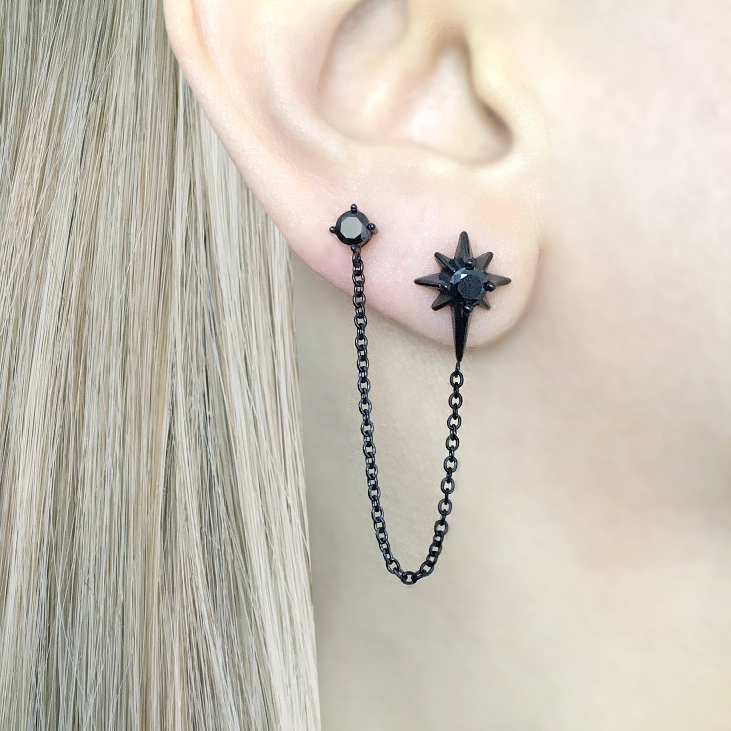 DOUBLE PIERCING NORTH STAR EARRING