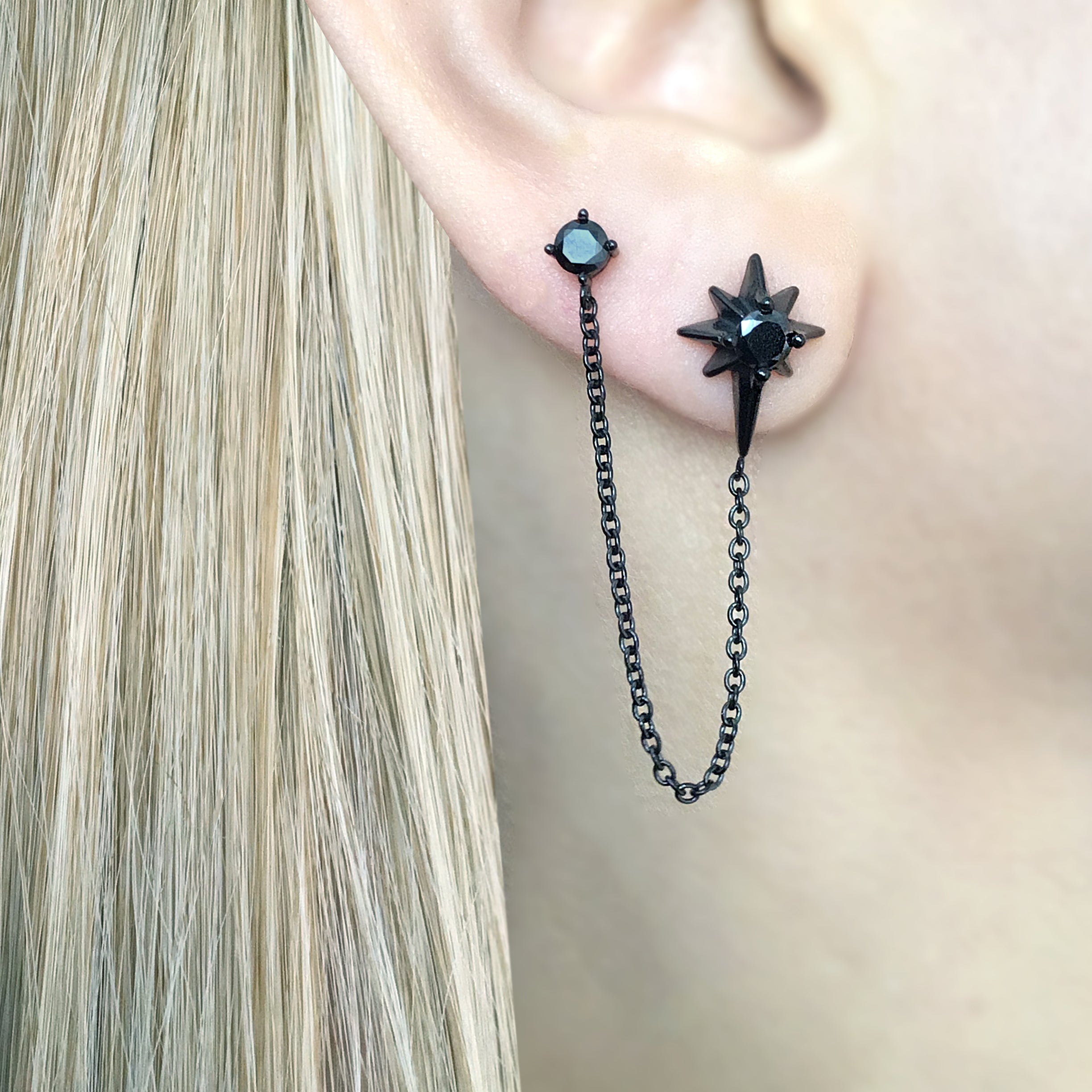 DOUBLE PIERCING NORTH STAR EARRING