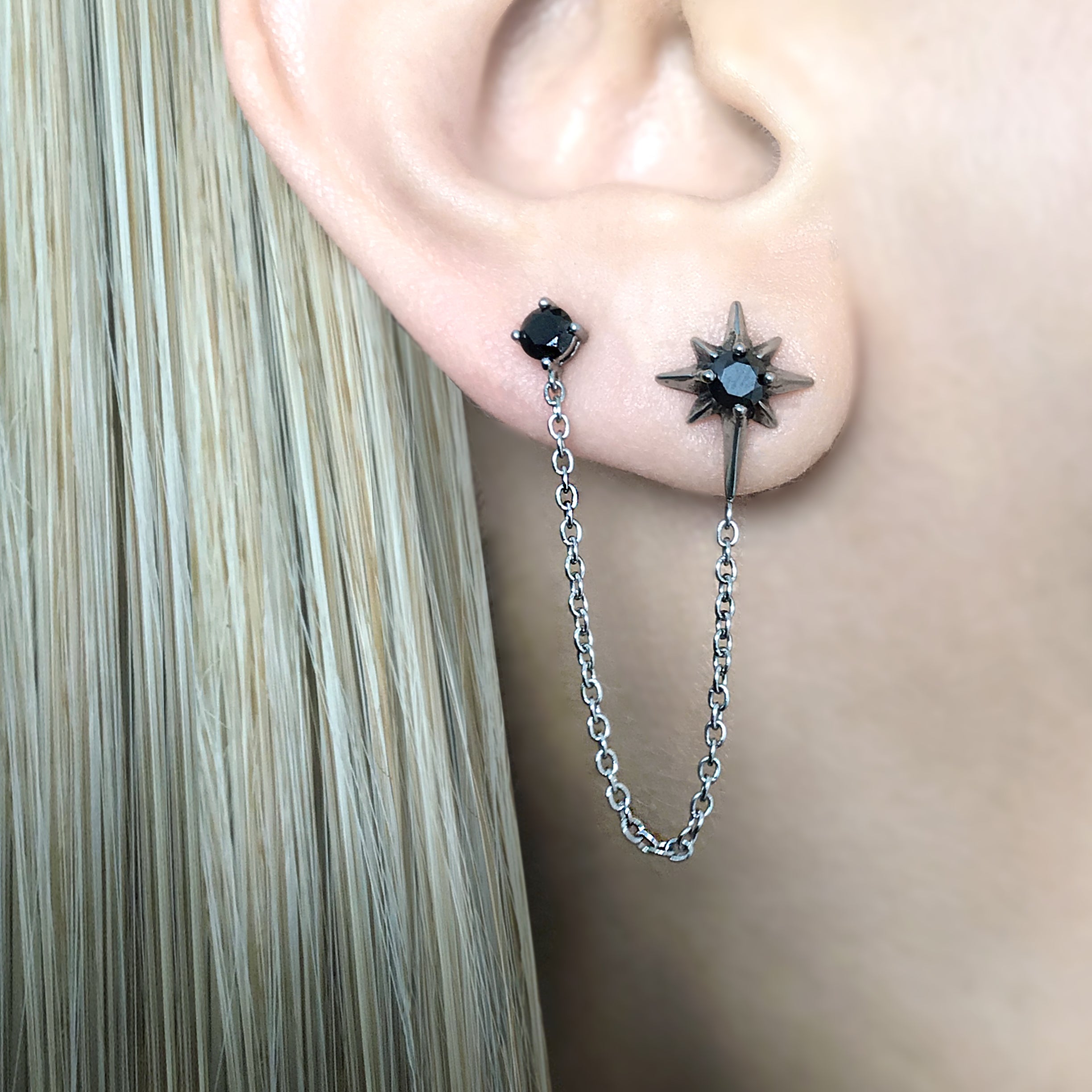 DOUBLE PIERCING NORTH STAR EARRING