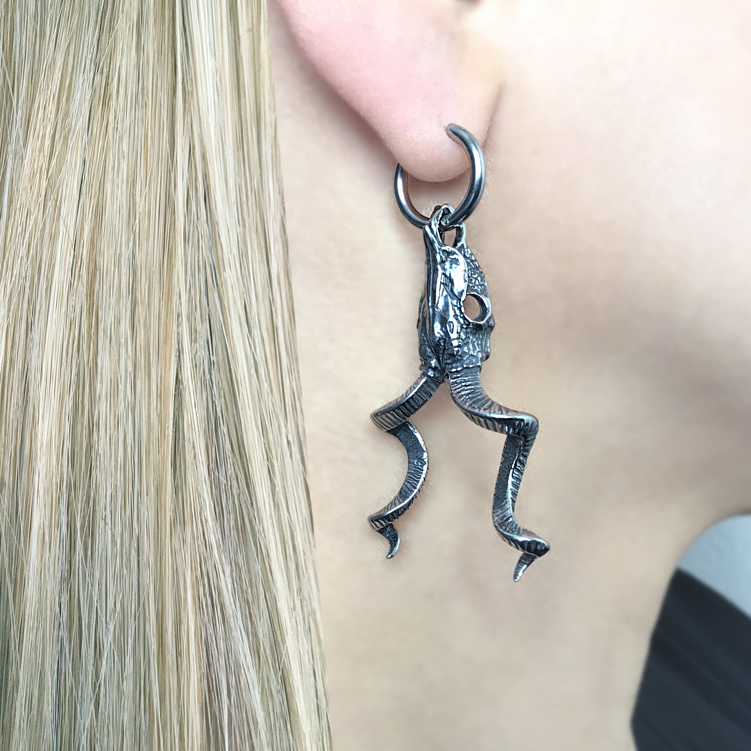 KUDU SKULL HOOP EARRINGS