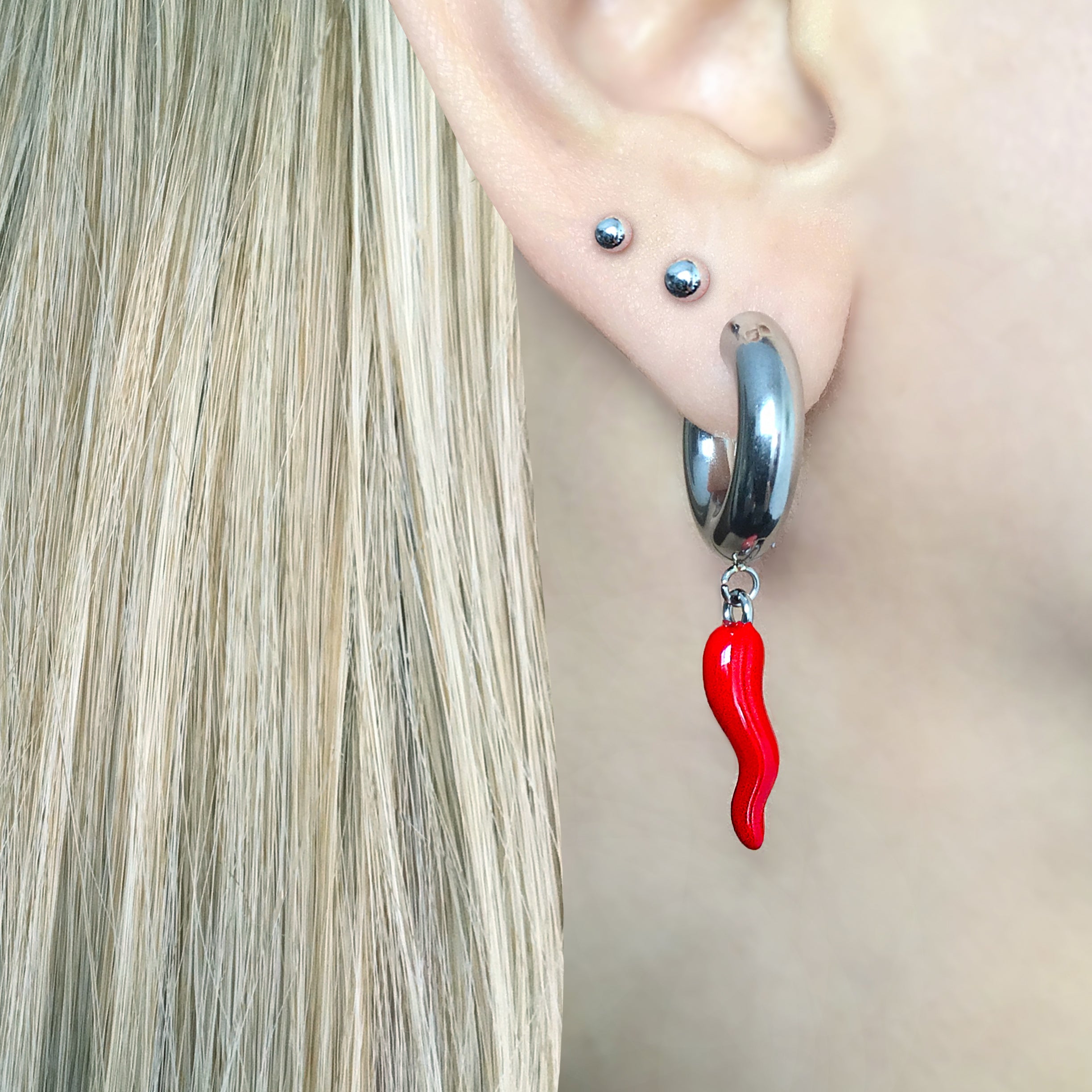 RED CHILI PEPPERS HOOP EARRINGS