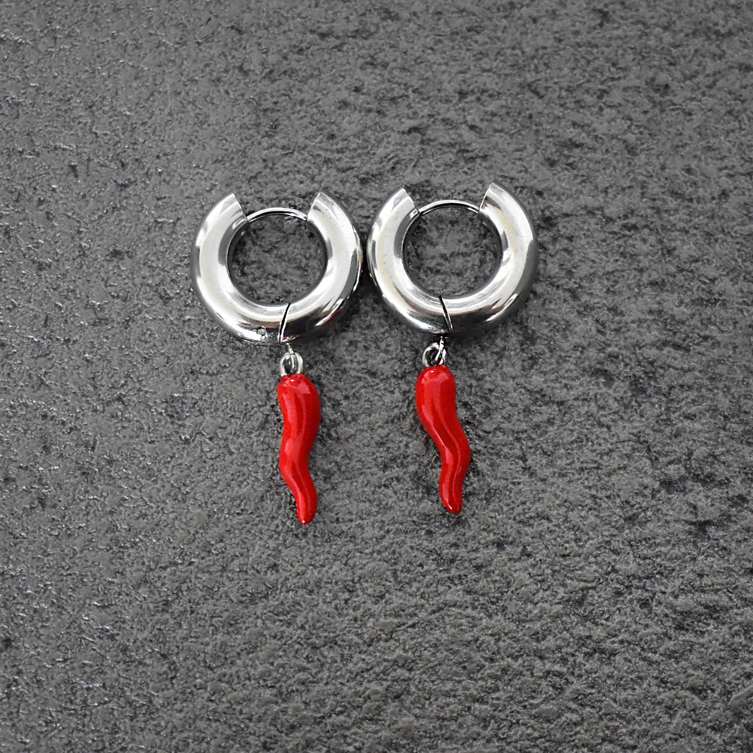 RED CHILI PEPPERS HOOP EARRINGS