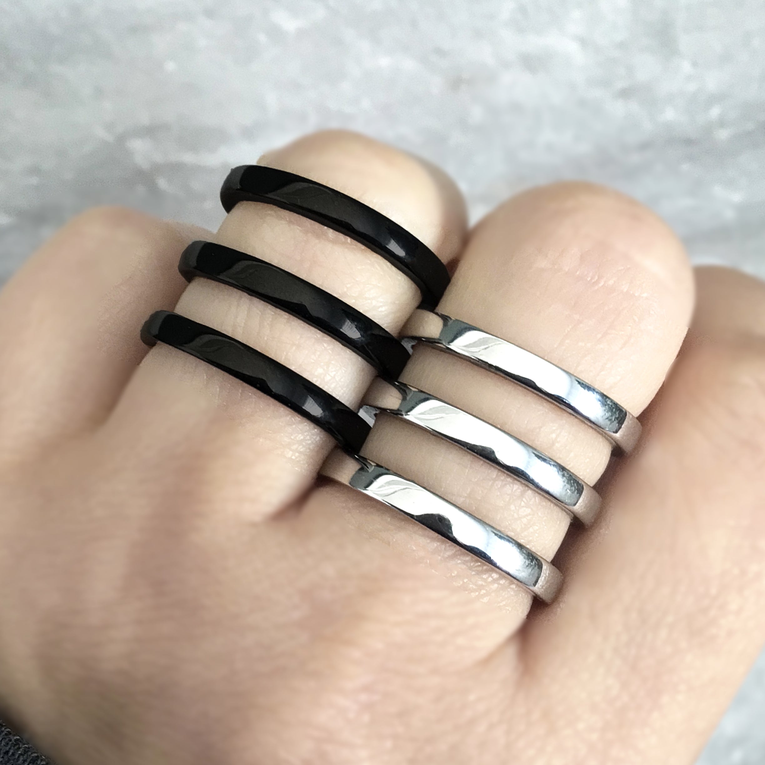 TRIPLE LINES WIDE RING IN SILVER