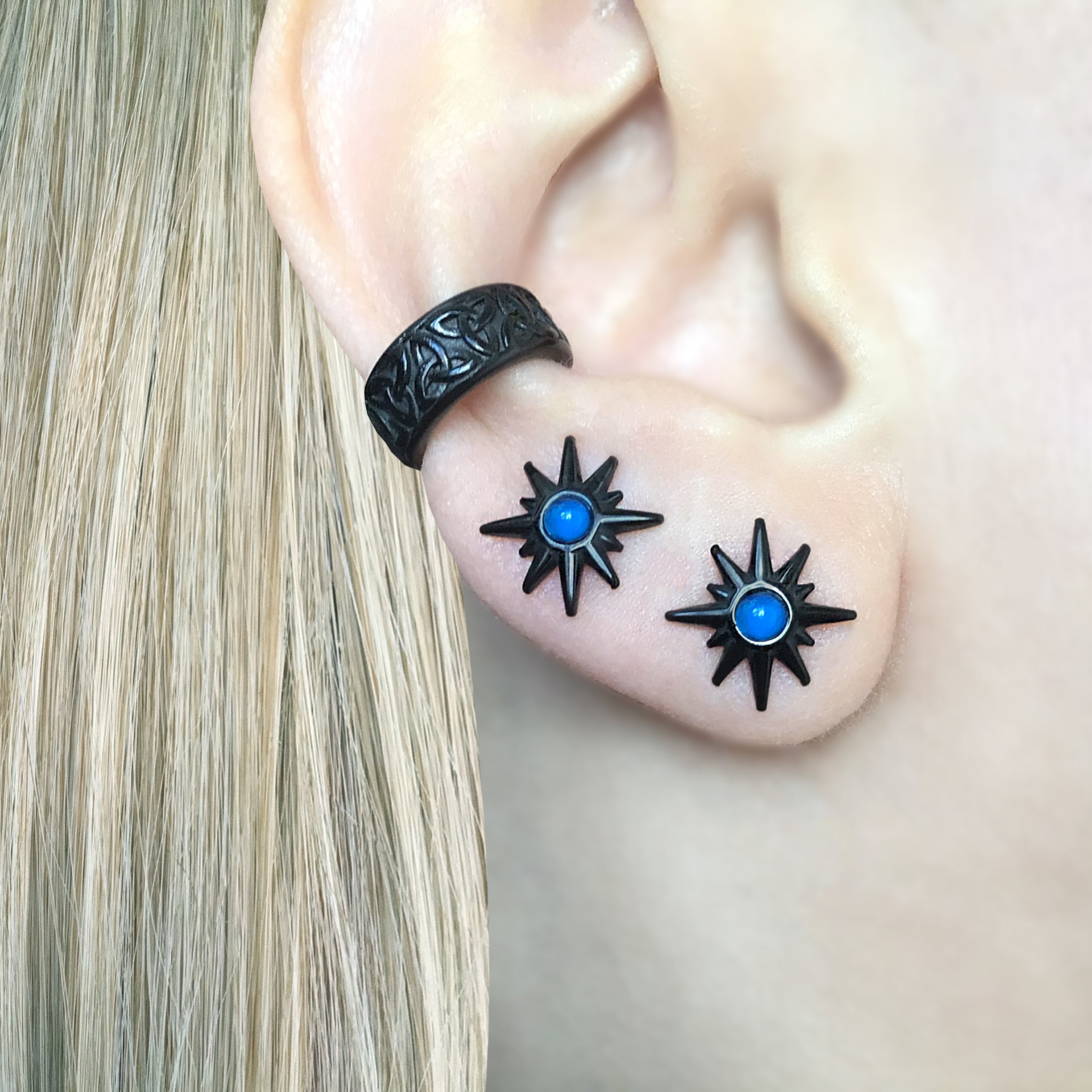 STARBURST STUDS IN BLACK