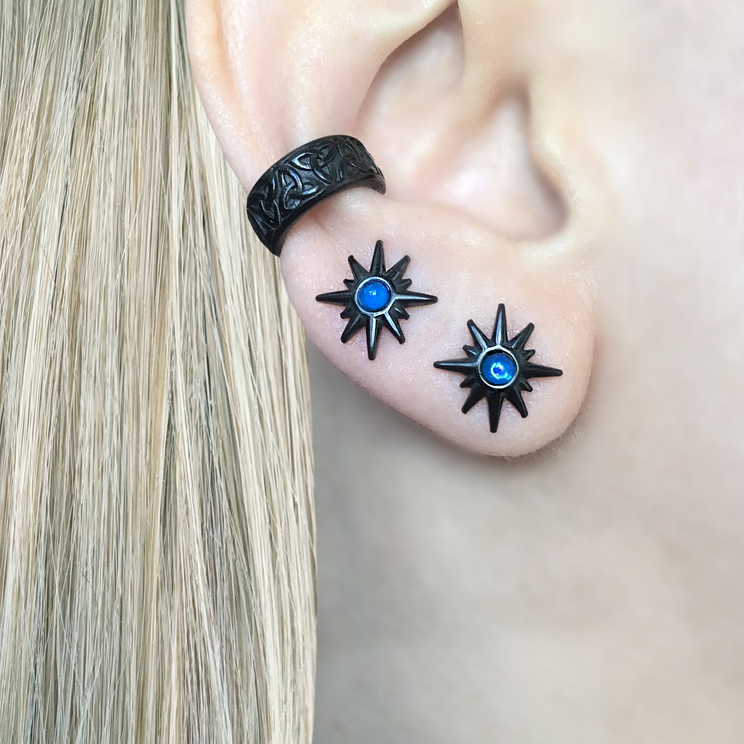 STARBURST STUDS IN BLACK