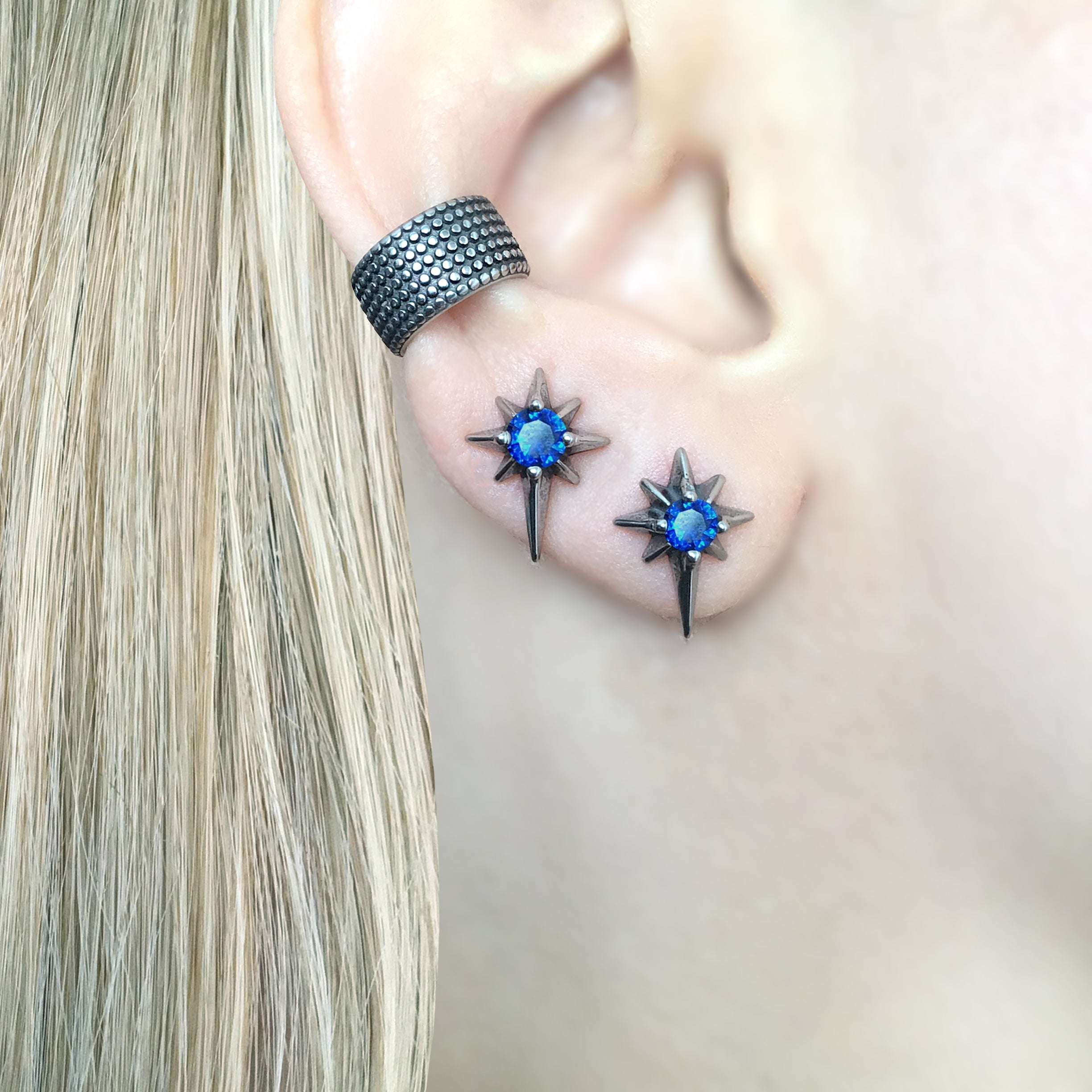 NORTH STAR EARRINGS WITH SAPPHIRE CZ