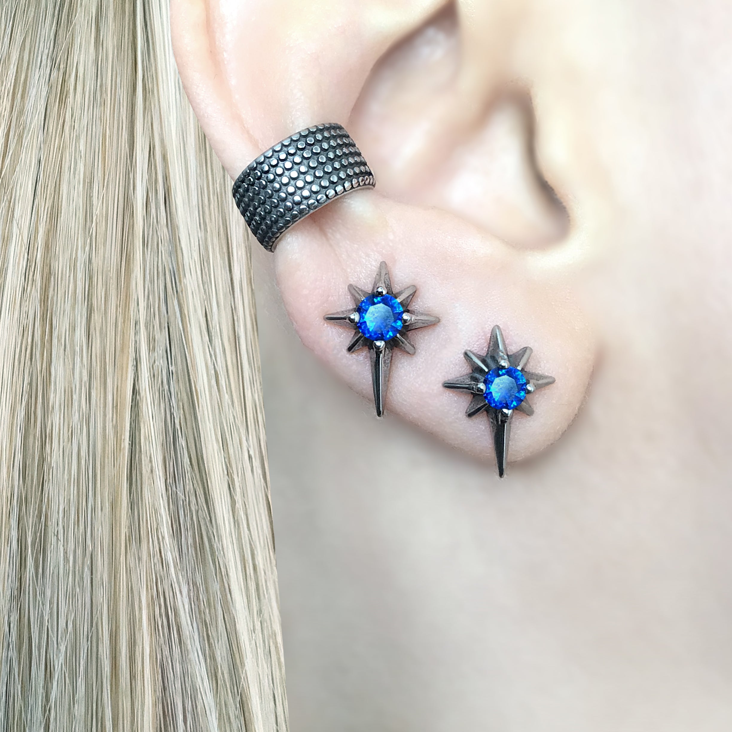 NORTH STAR EARRINGS WITH SAPPHIRE CZ