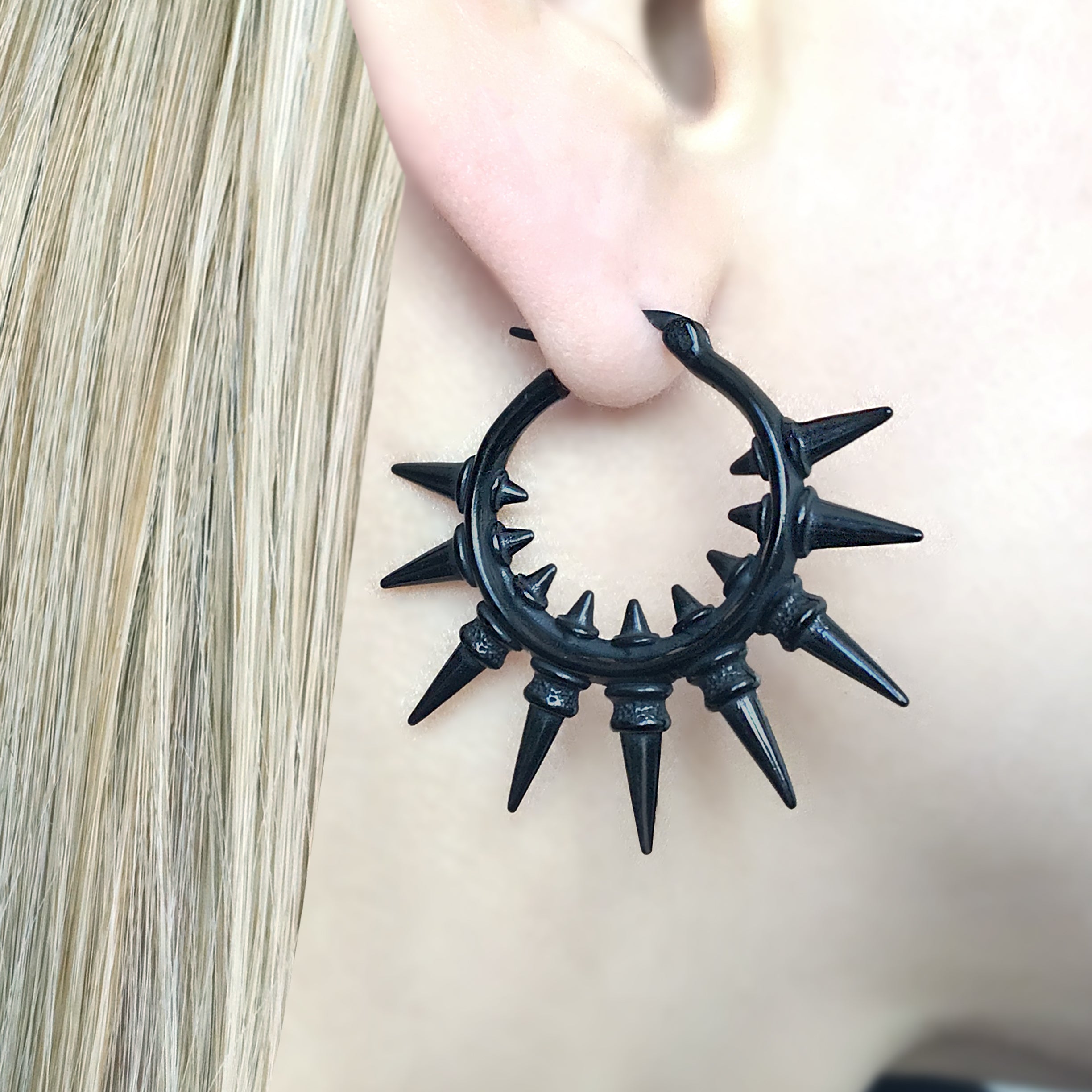 TRIBAL SPIKES HOOP EARRINGS