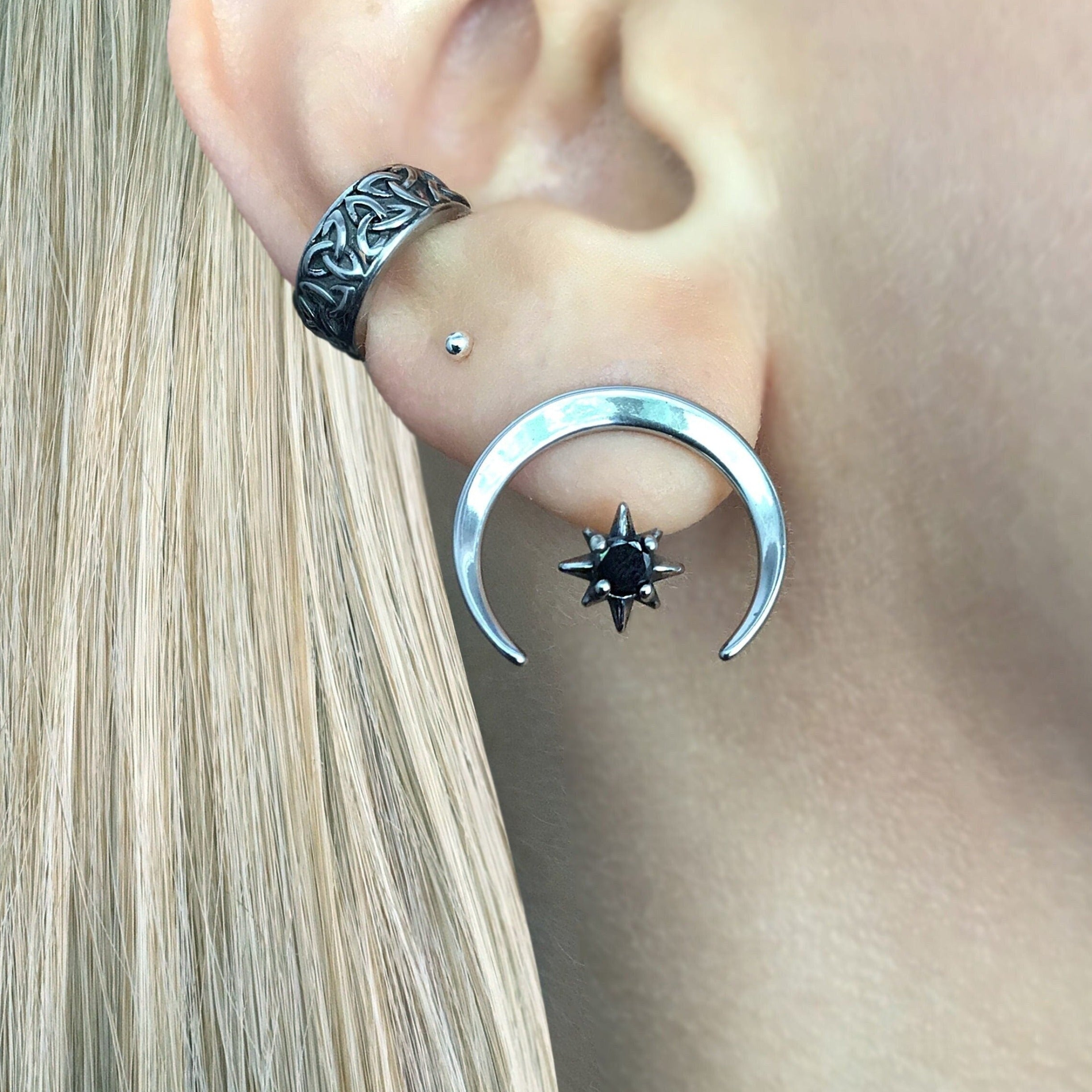 MOON AND STAR EAR JACKET SILVER