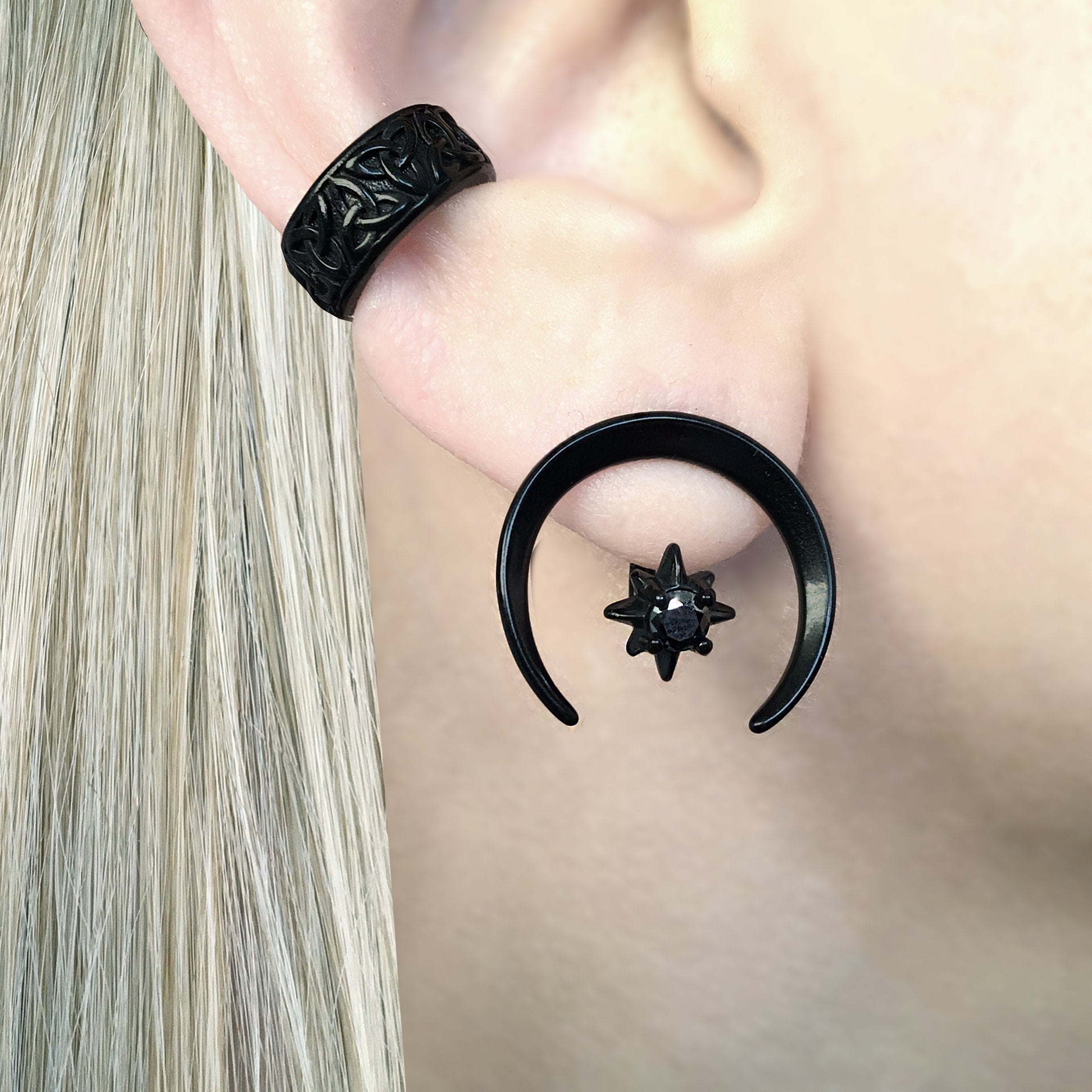 MOON AND STAR EAR JACKET SILVER