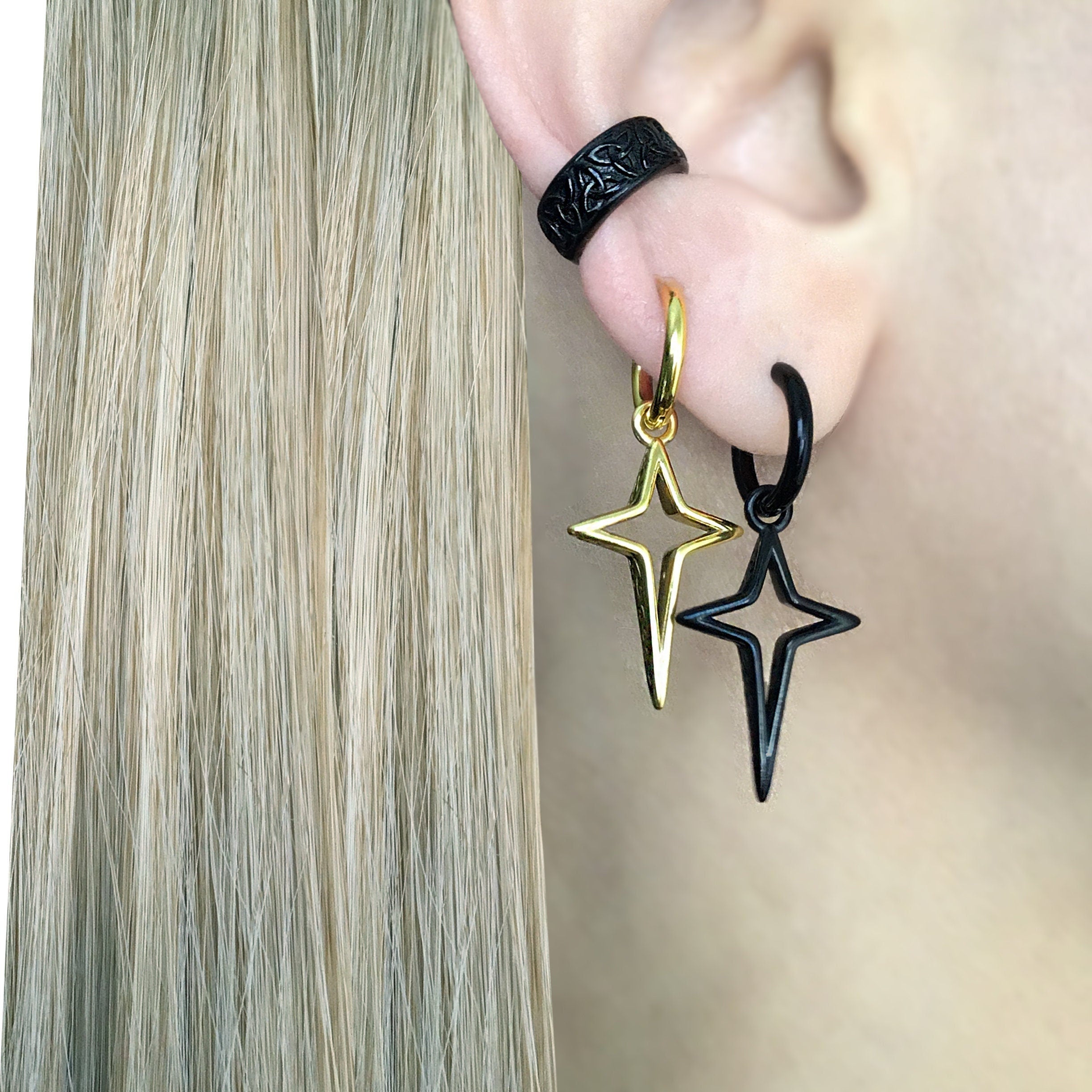 STAR HOOP EARRINGS WITH CELTIC DESIGN